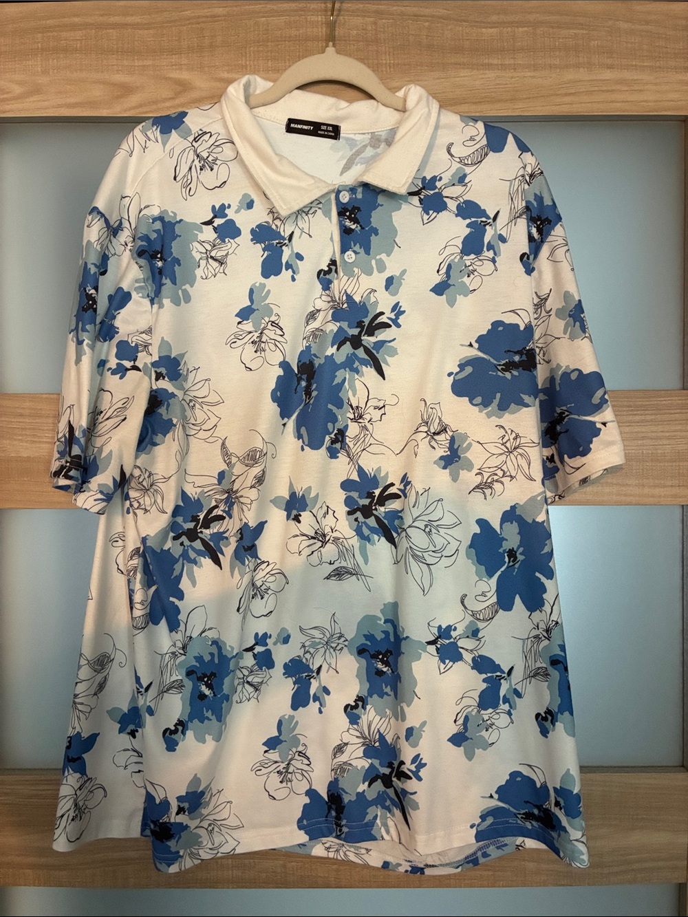 NFINITY White Polo with Light Blue Print